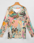 Baha Ranch Retro Pop Western Collage Long Sleeve Top