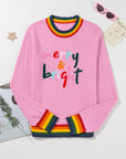 Christmas Merry & Bright Stripe Trim Sweater