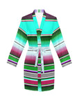 Turquoise Serape Women's Belted Satin Feel Dressing Lounge Robe