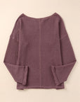 Evelyn Waffle Knit Loose Long Sleeve Top