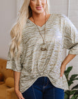 Bailee Leopard Half Sleeve V Neck Loose Fit Top