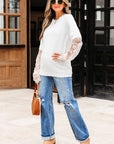 Samantha Lace Sleeve Two-piece Fuzzy Sweater