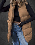 Solid Zip-Up Pocketed Puffer Vest