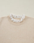 Lace Trim Patchwork Buttoned Cuff Sweater