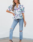 Raelyn Floral Ricrac Trim Top