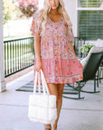 Paislee Hibiscus Floral Print Ruffle Mini Dress