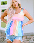 Haley Striped Tied Shoulder Tank Top