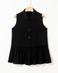 Ruffle Hem Sleeveless Buttoned Shirt