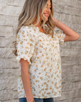Jaylani Floral Eyelet Puff Sleeve Blouse