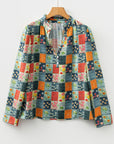 Floral Half Placket Collared V-Neck Blouse