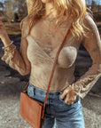Lace Mesh Sheer Long Sleeve Blouse