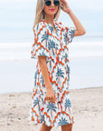 Genesis Palm Tree Printed Short Sleeve Dress