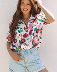 Adele Floral Slit V Neck Blouse