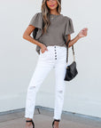Brynn Textured Flutter Sleeve Top