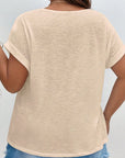 Plus Size Lace Patchwork Short Sleeve Top