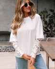 Hallie Lace Long Sleeve Insert Drop Shoulder Top