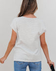 Tilly Stripe Cap Sleeve Crew Neck top