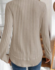 Solid Ribbed Knit Textured Round Neck Top