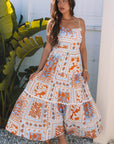 Zora Ricrac Trim Spaghetti Straps Maxi Dress