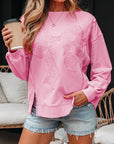 Bow Lace Embroidered Reverse Seam Sweatshirt