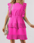 Zoe Pleated Layered Flutter Mini Dress