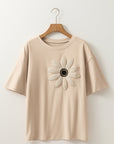 Floral Crochet Short Sleeve Tee
