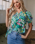 Ellianna Geometric Puff Sleeve Blouse