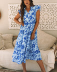 Regina Floral Tiered Frilled Trim Dress