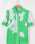 Floral Ric-Rac Puff Sleeve Shirt