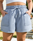 Kimberly Plus Size Drawstring High Waist Denim Shorts