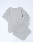 Solid Textured T-Shirt and Drawstring Pants Set