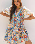 Livia Boho Floral Crochet V Neck Dress