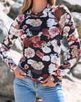 Floral Mesh Mock Neck Top