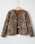 Leopard Quilted Tie Front Jacket
