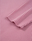 Corded Knit Reverse Seam Patchwork Long Sleeve Top