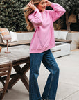 Lilah Lace Patched Raglan Sleeve Loose Fit Sweatshirt