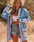 Ariah Aztec Print Open Front Knitted Cardigan