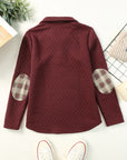 Zara Texture Plaid Trim Sweatshirt
