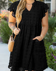 Lilith Plus Size Dotty Textured Ruffled Dress