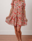 Floral Frilled Neck Mini Dress