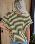 Abby Stripe Textured Side Slits Top
