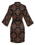 Brown Black Aztec Women's Lounge Kimono Robe