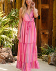 Clover Western Tassel Tie V Neck Wrap Maxi Dress