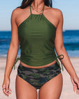 Bristol Camouflage Print Halter Neck Backless Two-piece Swimsuit