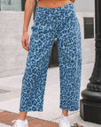 Leopard High Waist Straight Jeans