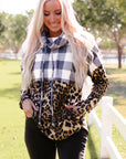 Beth Plaid Patchwork Cowl Sweatshirt