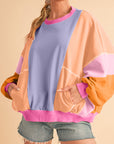 Orchid Petal Colorblock Patchwork Drop Shoulder Top