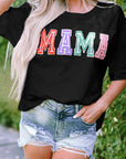 MAMA Chenille Patched Crew Neck Top