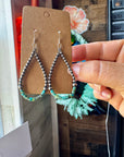 Teardrop Earrings – Sterling Silver Pearl & Blue Turquoise Heishi