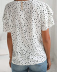 Dalmatian Dotted Ruffle Sleeve Blouse